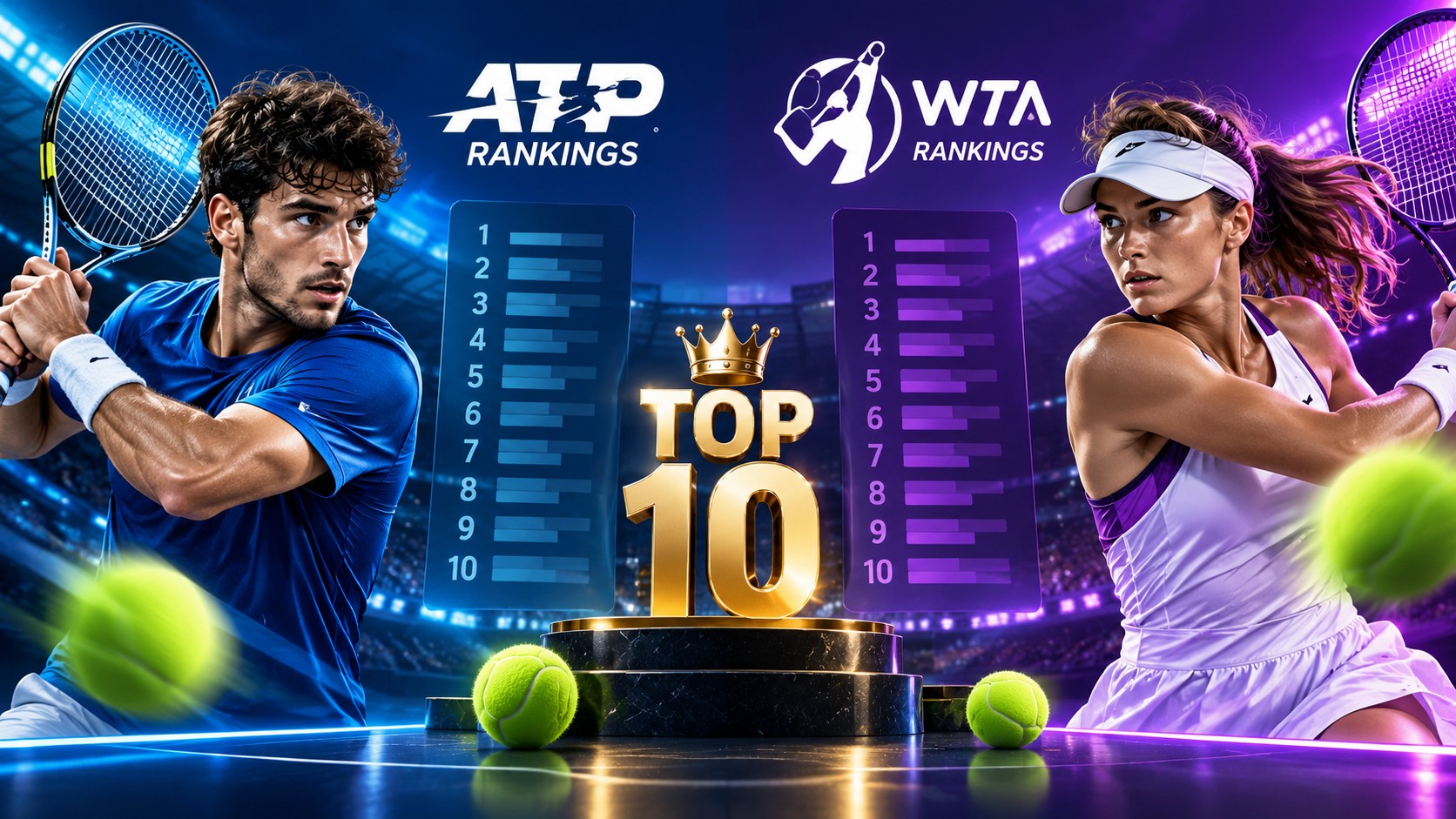 Clasamente ATP & WTA 2026: Top 10 Bărbați și Femei